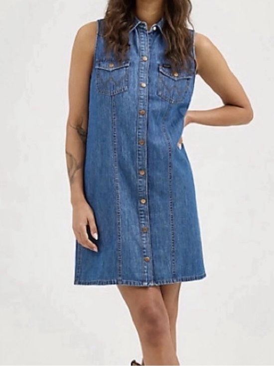 Wrangler Dresses & Skirts - Wrangler Women's Denim Shift Dress Blue Cowgirls Rancho Rodeo Women's